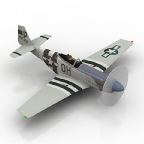 Free Airplane P51flight N571 3D model for 3ds Max Library Download